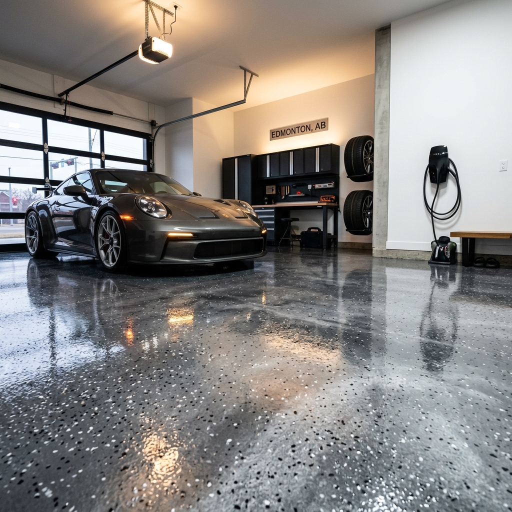 Premium epoxy garage floor in Edmonton