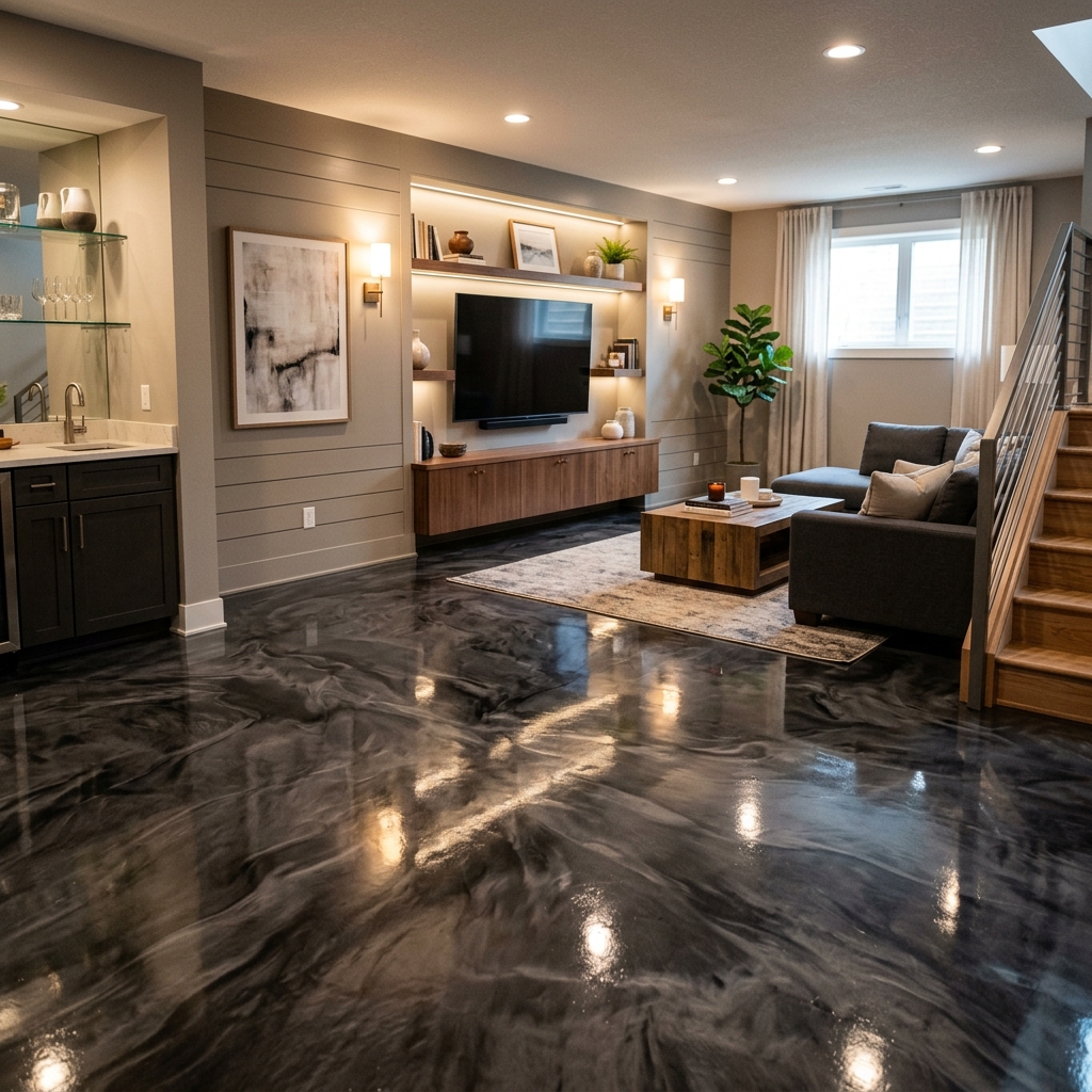 Residential epoxy floor Edmonton